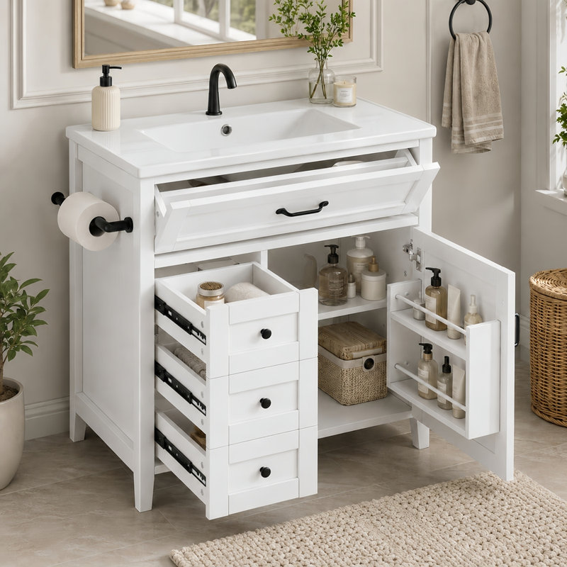 Meuble-lavabo 30 po avec lavabo blanc
