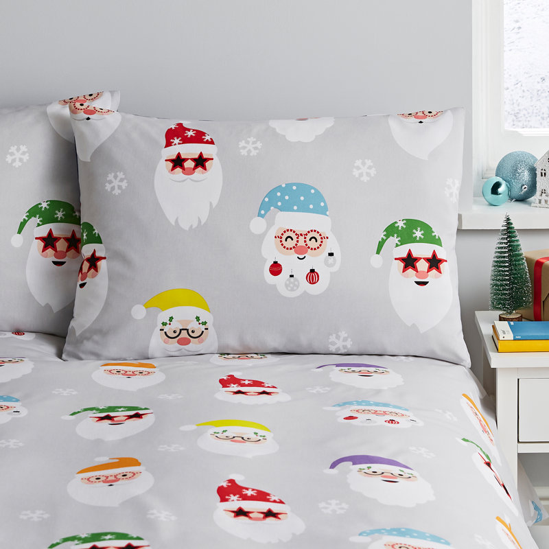 Christmas Duvet Cover Set, King Duvet Cover + 2 Standard Pillowcases, Christmas Santa Spec-Tacular