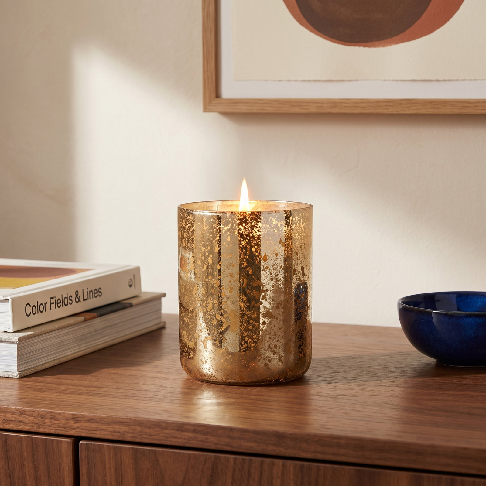 Cassia Clove Scented Jar Candle, Small Luxe Sanded Mercury Glass