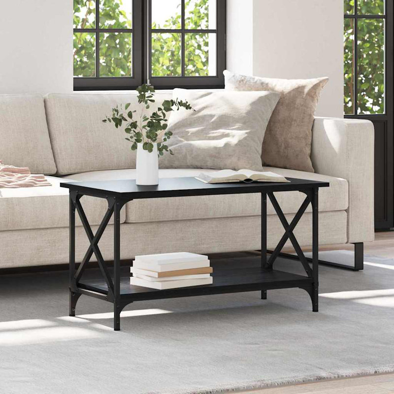 Coffee Table with Storage, Black Oak
