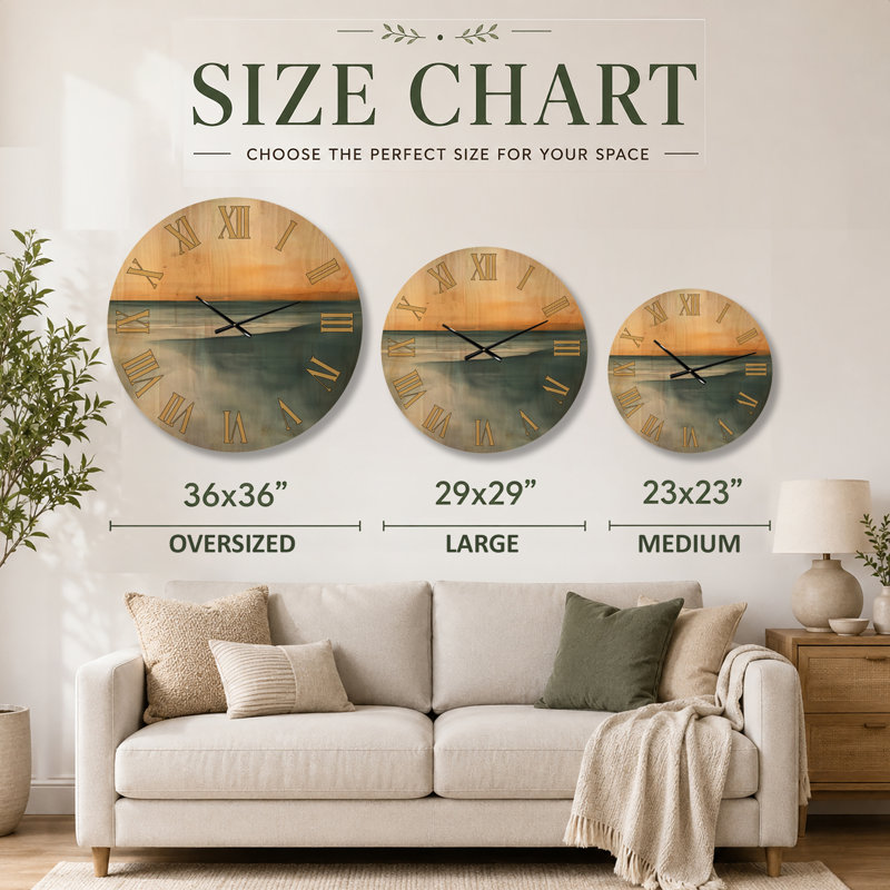 Grande horloge murale en bois nautique - Coastal Horizon Sands, Oversized