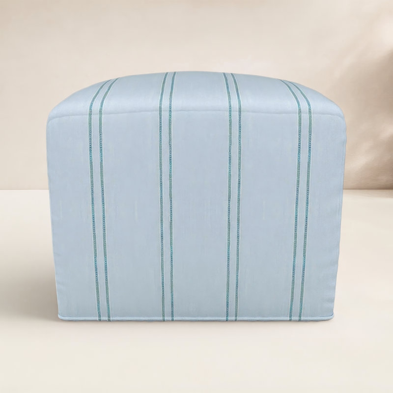 Eliana Sunbrella Outdoor Ottoman, 18"H x 22"W x 22"D, Sunbrella Wayward Sky