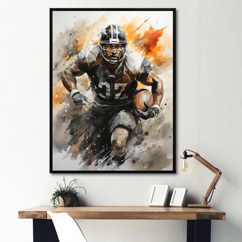 «Patriot USA Football Player II», reproduction sur toile, Encadrement doré, H 40 po x l 30 po