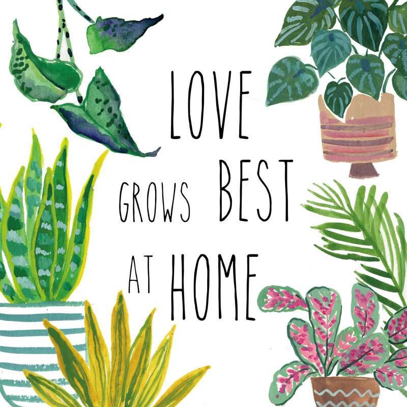 Plant Home III - peinture sur toile tendue, H 12 po x l 12 po, Toile tendue, Non