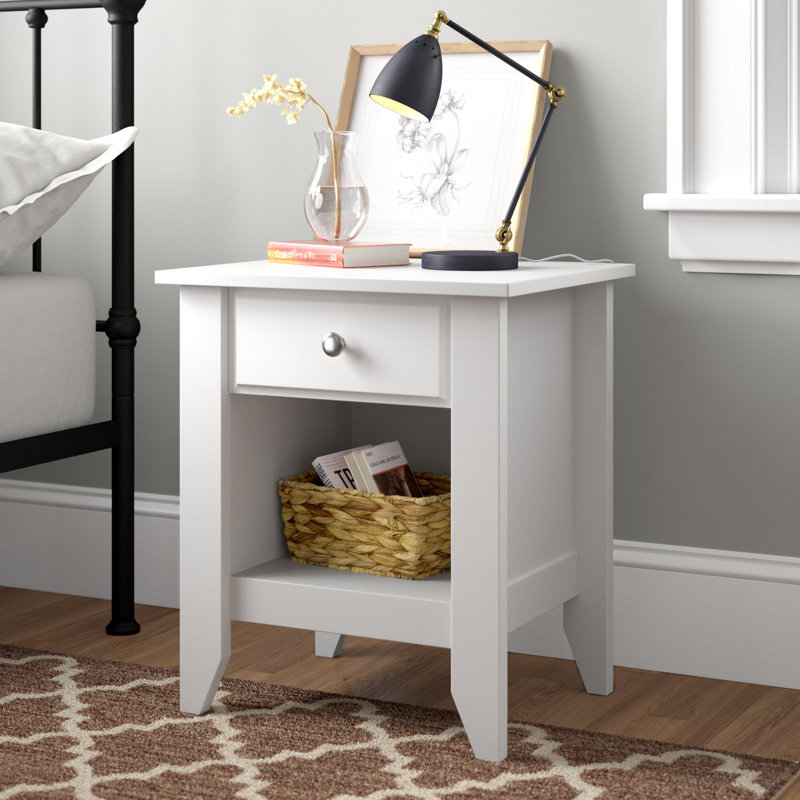 Deundray 20.88'' W Plywood / Laminate Board Nightstand, Soft White