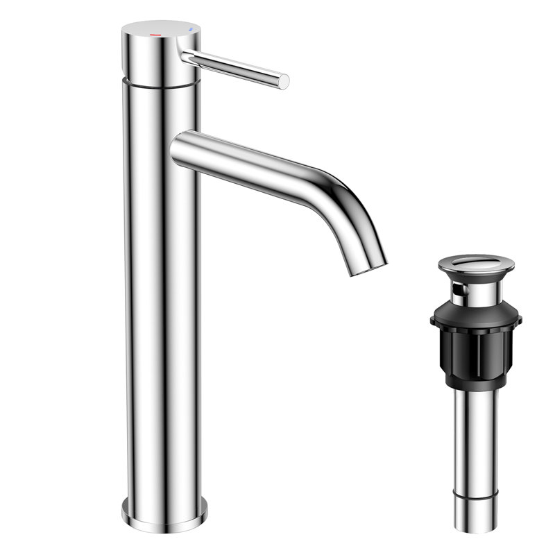 Vessel Bathroom Faucet With Drain Assembly, Chrome