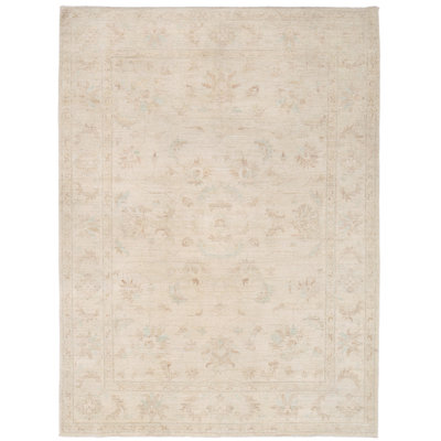 Vegetable Dye One-of-a-Kind 5'10" x 7'9" Rectangle Wool Area Rug in Beige and Ivory
