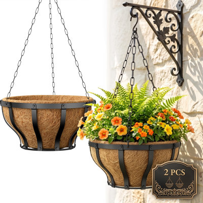 VOXOR Metal Hanging Planter Baskets (Set of 2)