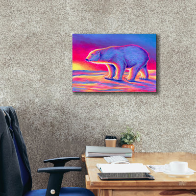 «Epic Graffiti», coucher de soleil, ours polaire par Rebecca Wang, toile d'art 24 po x 20 po
