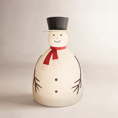  Painted Metal Snowman Sculpture