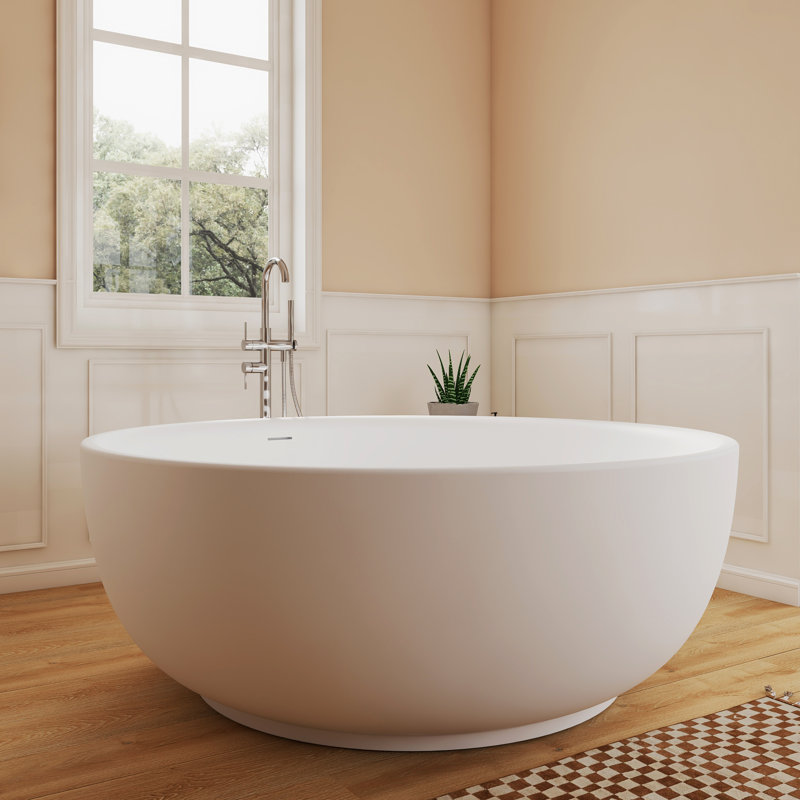 Baignoire profonde autoportante à surface solide 59 po Fslefay