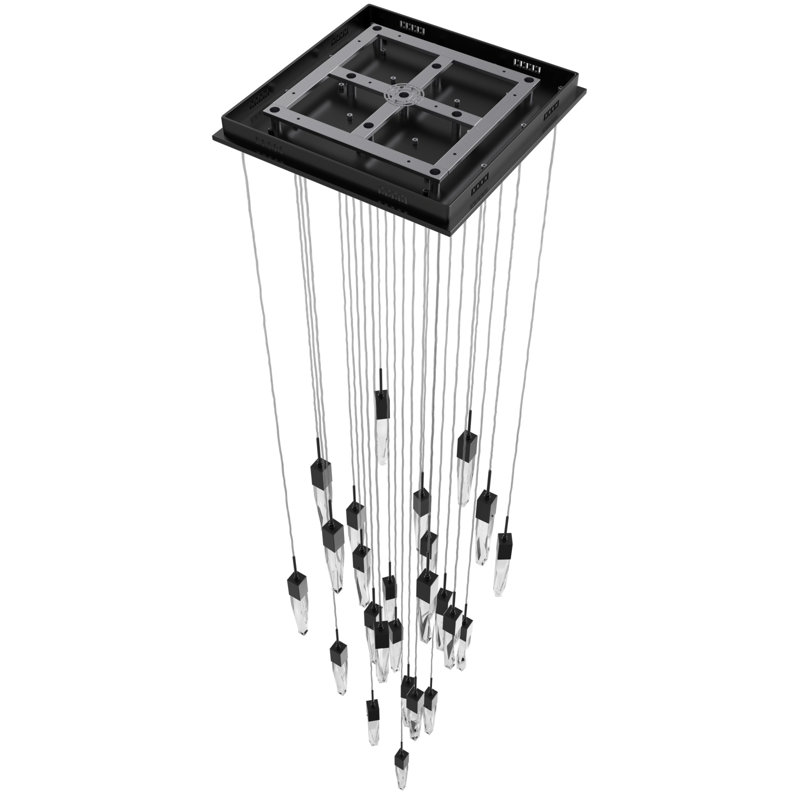 Aspen Collection 25 Light Bubbled Crystal Multi Port Pendant, Bronze