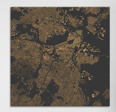 « boston », impression sur toile tendue, H 37 po x l 37 po x P 1,5 po, Toile tendue, Pas de tapis