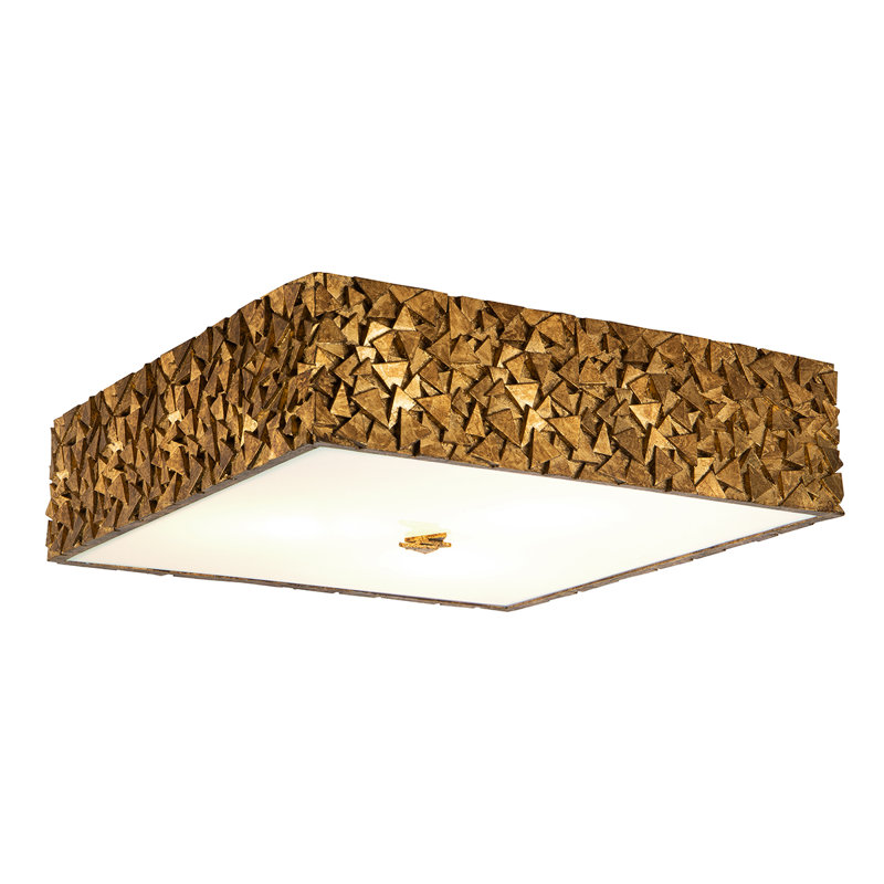 Mosaic Square 3-Light Flush In Gold, Gold