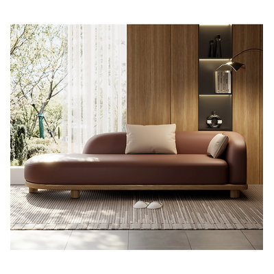 Simple Narrow Chaise Longue Leather Chaise Small Bedroom Chaise