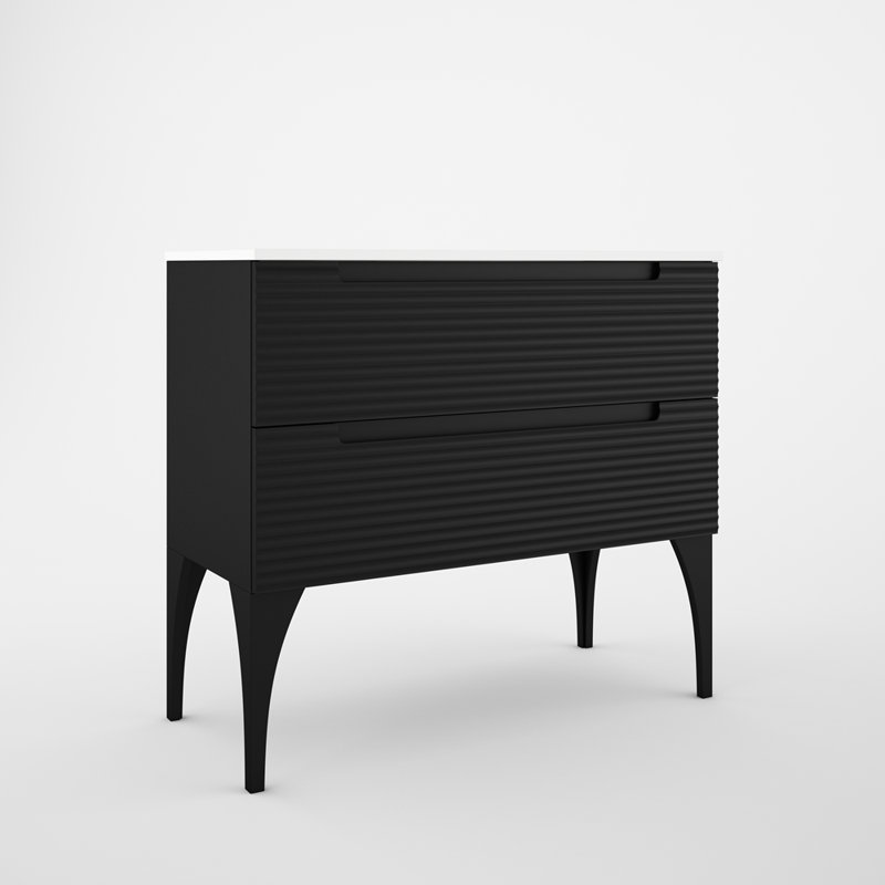 Meuble-lavabo sur pied simple 40 po avec plateau Moncler, Noir, Noir