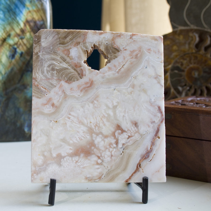 Agate translucide miel avec support