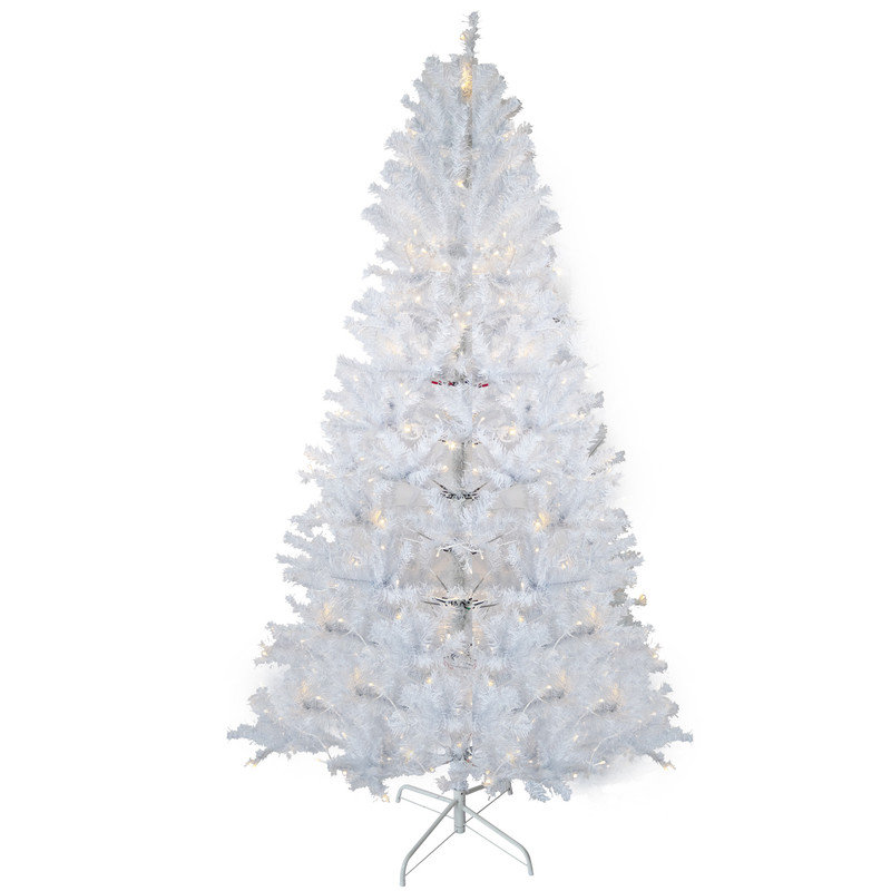 Arbre de Noël artificiel 6,5 pi avec 250 lumières à DEL blanc chaud et 818 branches, décoration de Noël pour le bureau du couloir