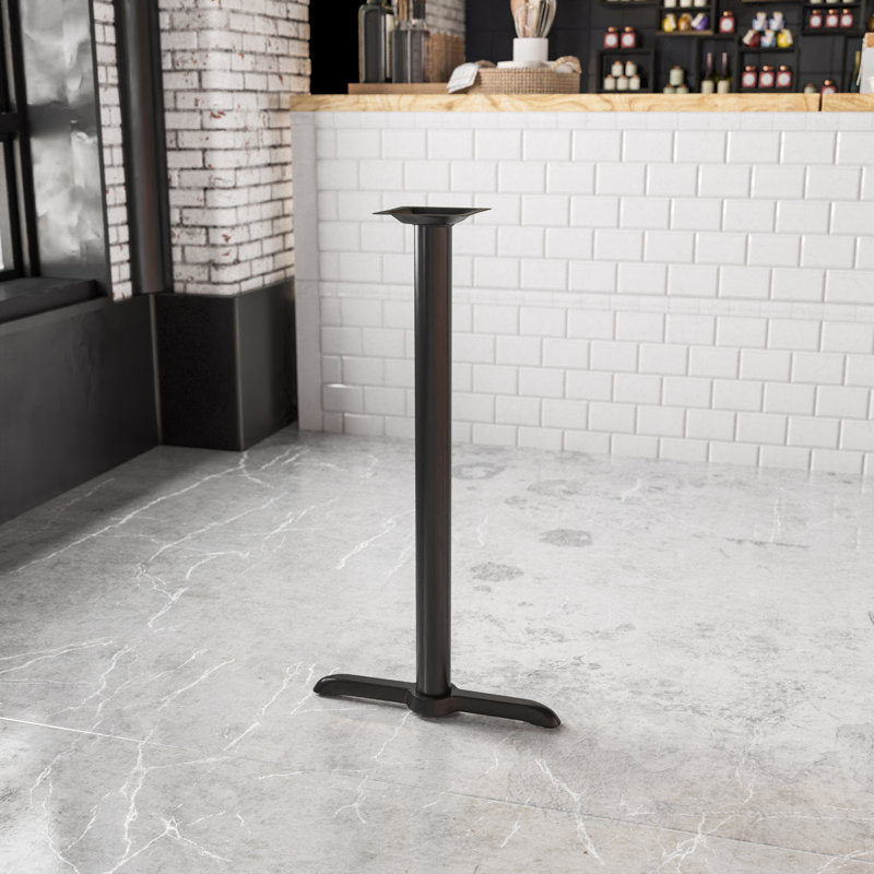 Table de restaurant 5 po x 22 po avec colonne en T de 3 po Jackson Heights, Barre de 42 po de hauteur, Noir