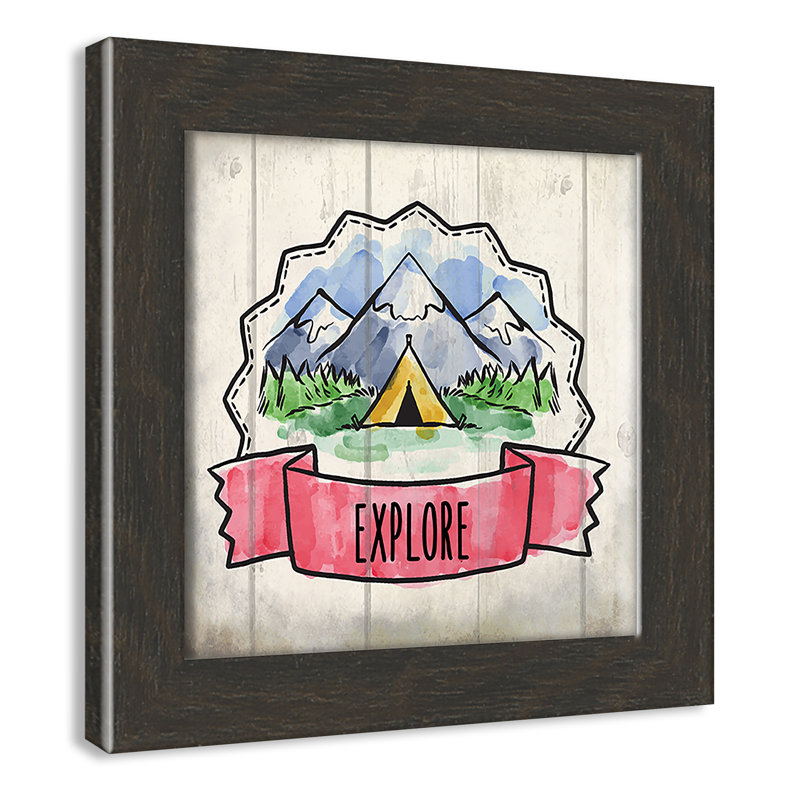 «Adventure is out There 2», art encadré, H 8 po x l 8 po x P 0,6 po, Cadre plat à grain de bois noir