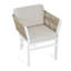 Ensemble de 2 chaises de salle à manger d'extérieur, structure en aluminium blanc avec coussin beige, capacité de 300 lb, sièges de patio toutes saisons pour la cour, la terrasse et le jardin