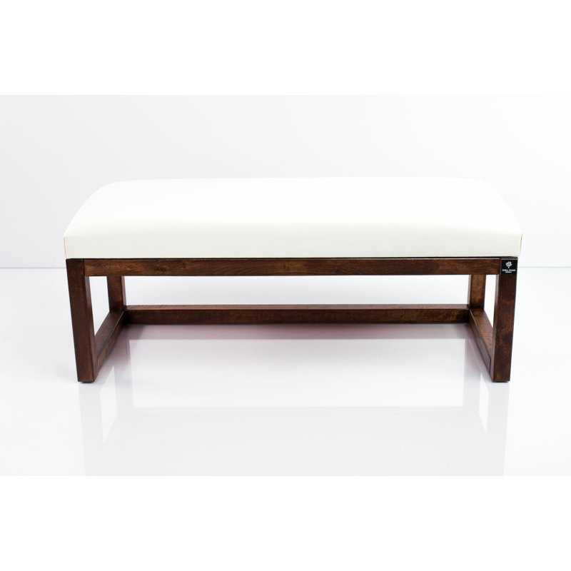 Faux Leather Upholstered Bench, White, 50cm H x 85cm W x 35cm D