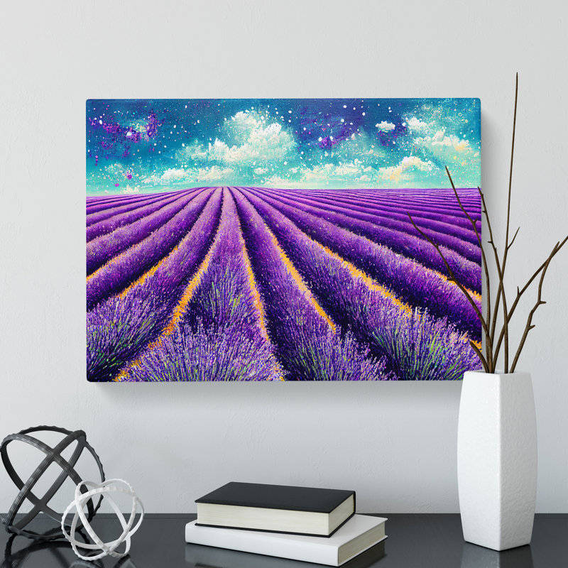 Brilliant Lavender Flower Field - Wrapped Canvas, 35cm H x 50cm W x 3cm D