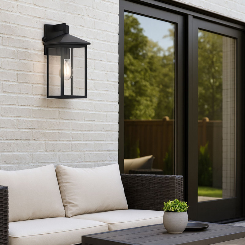 Dowless Plug & Play 2-Light Outdoor Wall Light in Transitional and Modern Style-13.85 Inches Tall and 7 Inches Wide