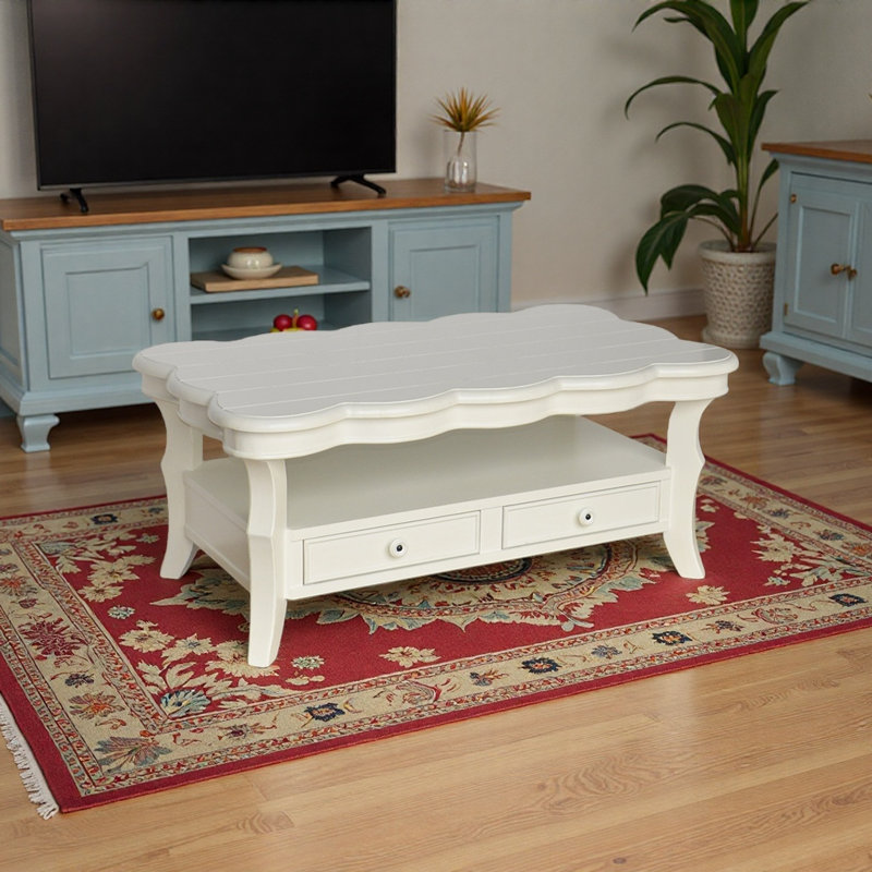 Table basse de style rétro américain, Blanc, Blanc