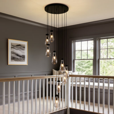 Luminaire suspendu en verre épais 9 lumières