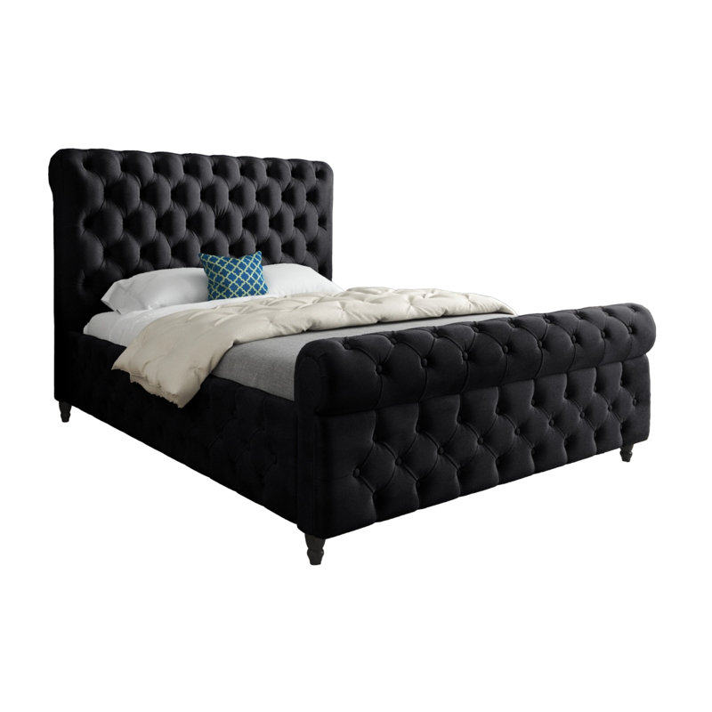 Aleesha Upholstered Bed, Double (4'6), Black