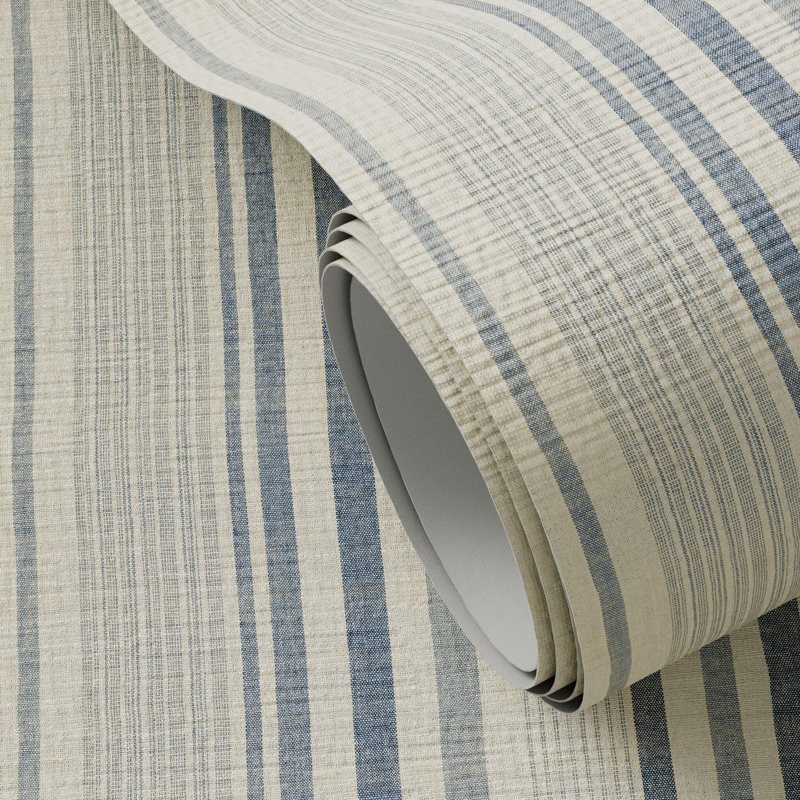 Yarn Dyed Stripe Striped Wallpaper, H 8" x W 12", Yarn Dyed Stripe - Chambray