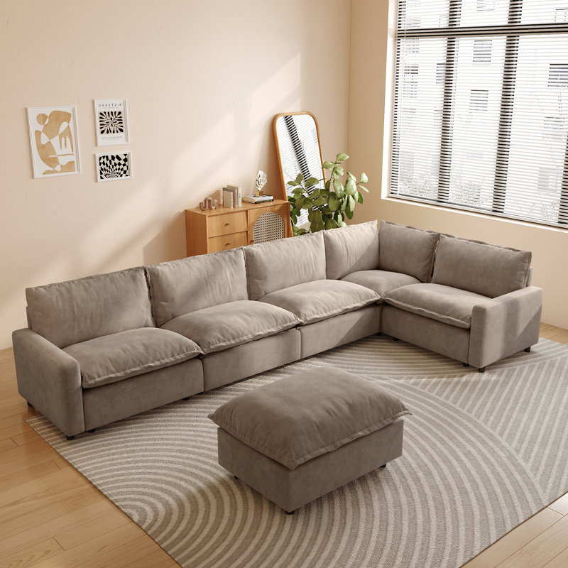 Ensemble de canapé modulaire 6 pièces avec tissu 3 pièces, fauteuil inclinable électrique, siège chauffant et repose-pieds