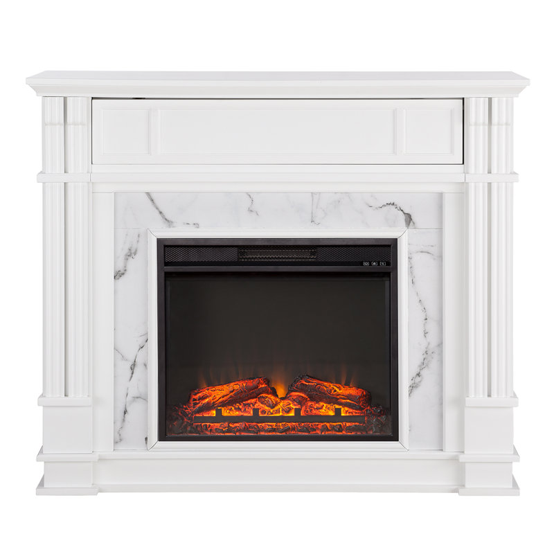 Highgate Faux Cararra Marble Electric Media Fireplace