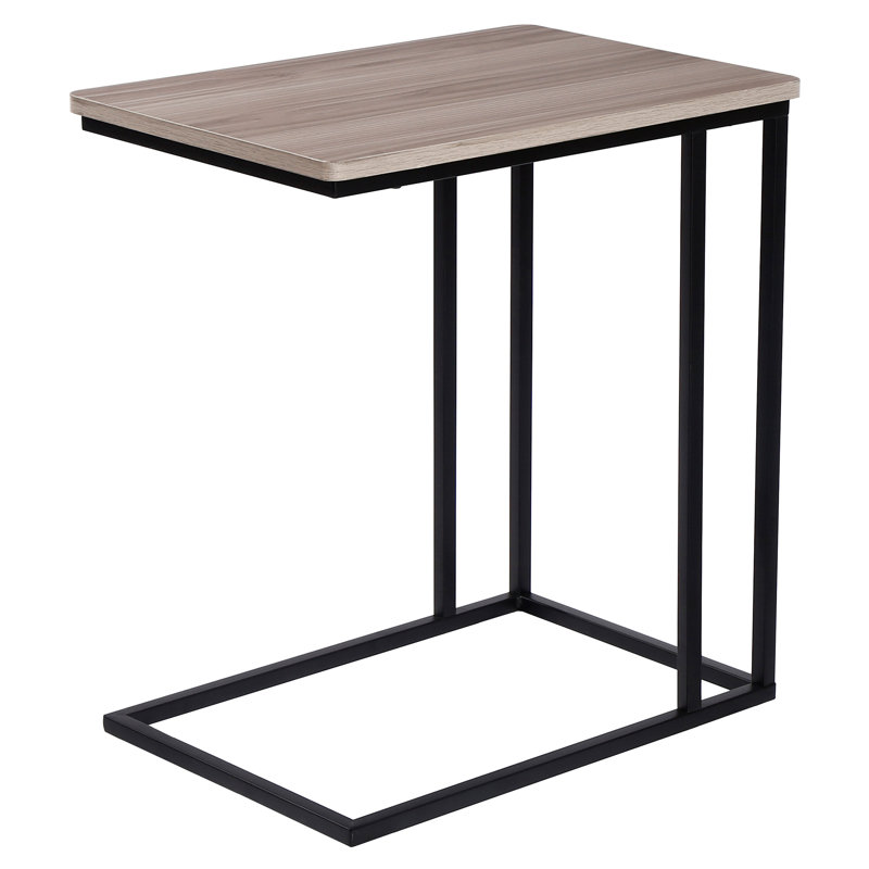 Jabria C Shape Base Type Square End Table & Side Table with 4 Wheels for Sofa, Bed Side, Ivory