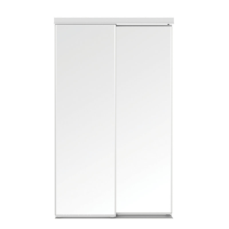 Bevelled Mirror Sliding Closet Door White 48 In. X 80.5 In., 48" x 80.5"