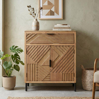 Buffet décoratif 2 portes avec tiroir en bois sculpté