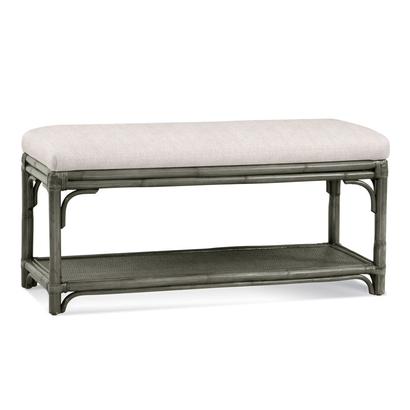 Banc de rangement en osier Summer Retreat, Pierre grise, Performance blanc sucre; 0863-91