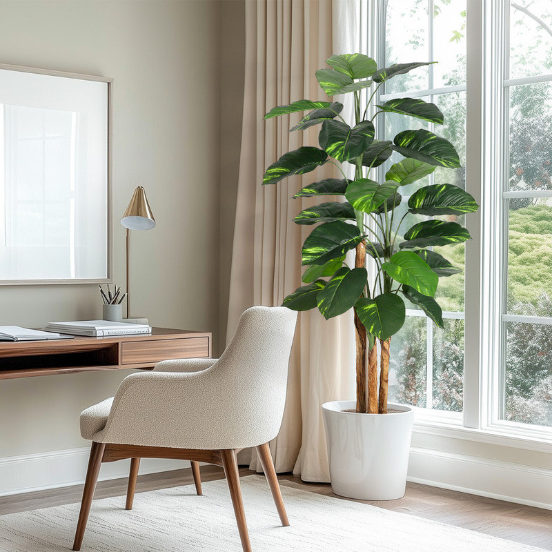 Faux Scindapsus Aureus Plant, Realistic Golden Pothos Floor Tree with Pot, Ideal for Indoor Decor, Easy to Use, No Maintenance Needed