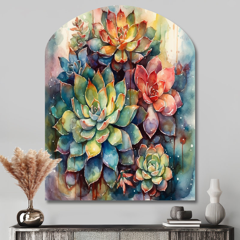 Manuli - Cactus asymétrique en métal, sculpture murale en arche, H 43 po x l 33 po