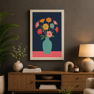 Blooms in Turquoise Modern - Wrapped Canvas