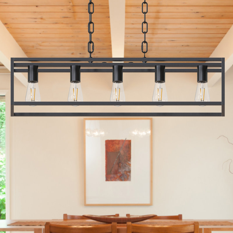 Lustre rectangulaire pour îlot de cuisine à 5 lumières Dasiyah