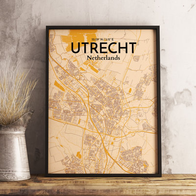 Utrecht City Map - No Frame Print