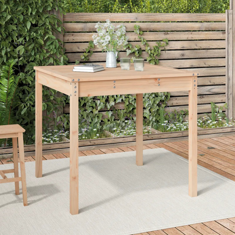 Lashelle Square Pine Solid Wood Outdoor Dining Table - 82.5 cm W 82.5 cm D, Natural Pine