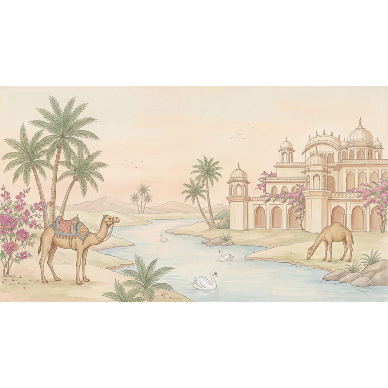 Panneau mural de dôme du désert Desert Oasis, 120 po x 96 po, Non tissé
