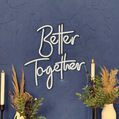 Better Together Metal Neon Sign, Wedding Neon Sign, Backdrop Neon Sign, Personalized Gifts, Engagement LED Sign, LED Name Sign (With Remote Control)