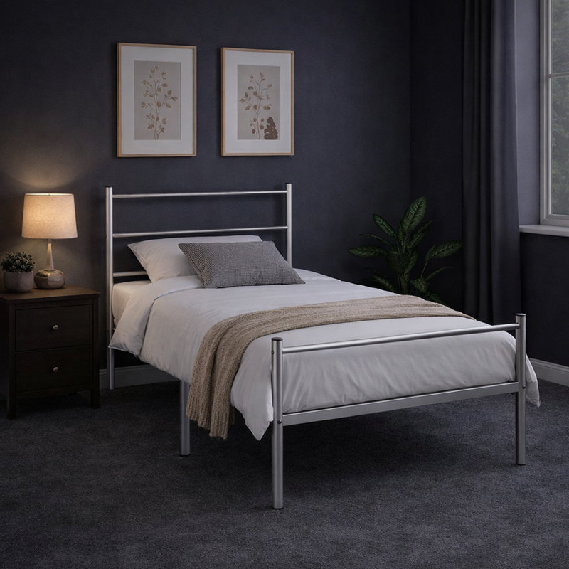Mahim Metal Bed, Single (3'), Silver