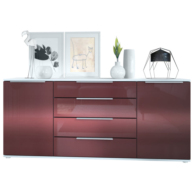Adans 166.5cm Sideboard, High-gloss Burgundy