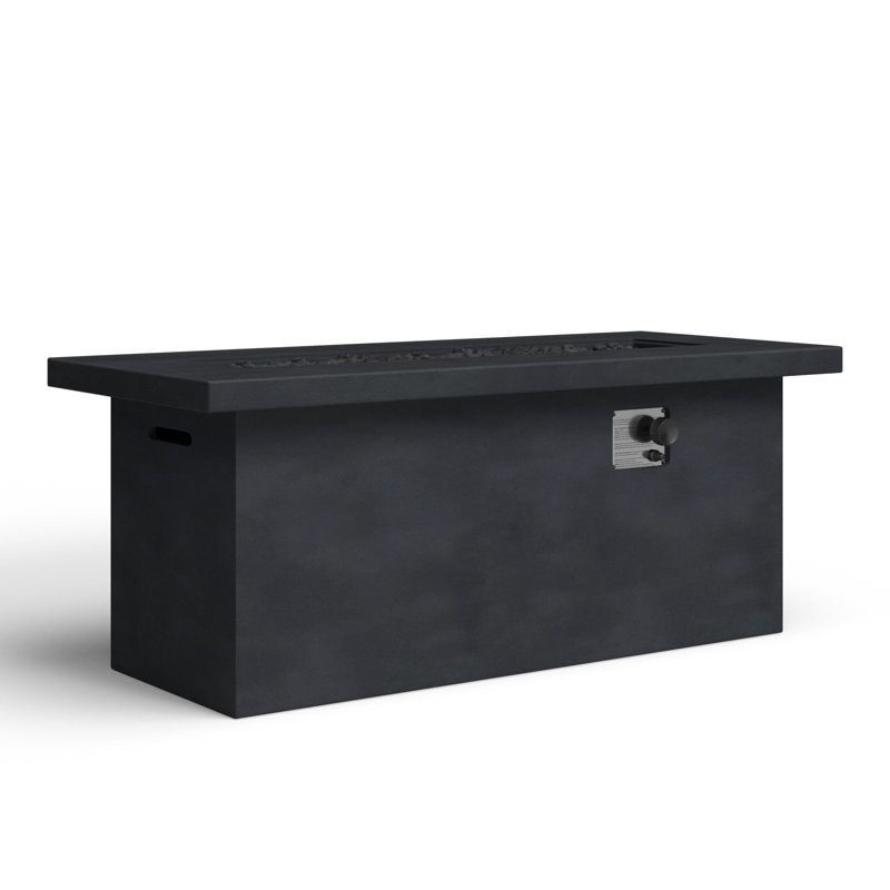 Rashid Rectangle Fire Pit Table, 24'' H x 60'' W x 26'' D, Charcoal