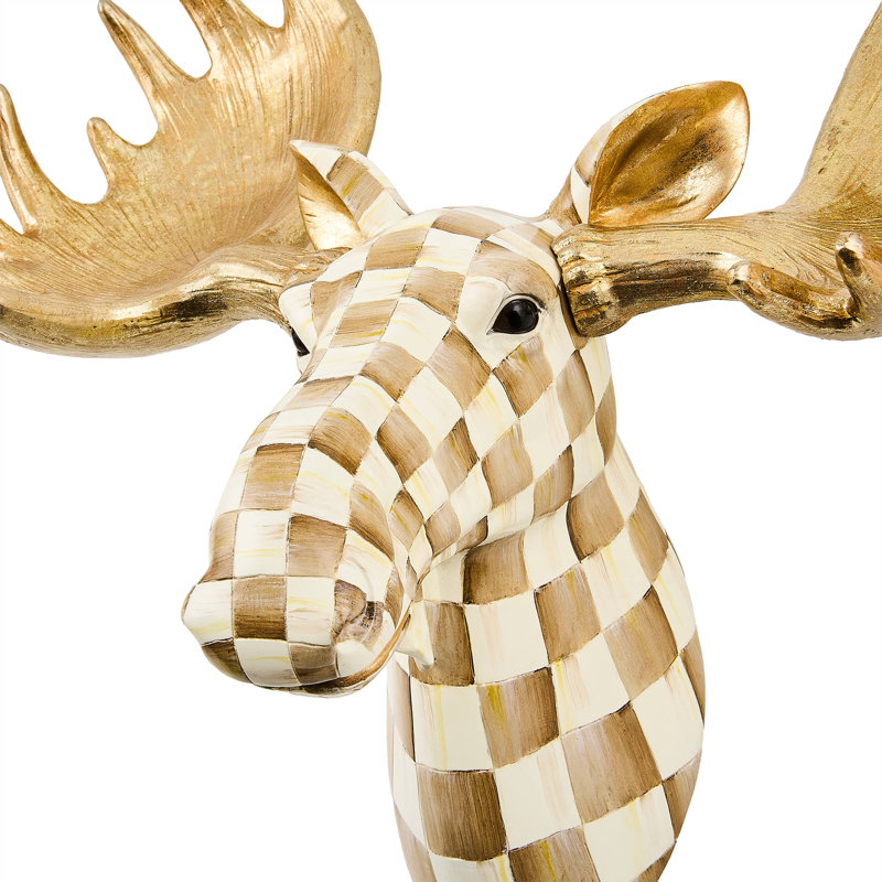 Mocha Check Moose Wall Decor